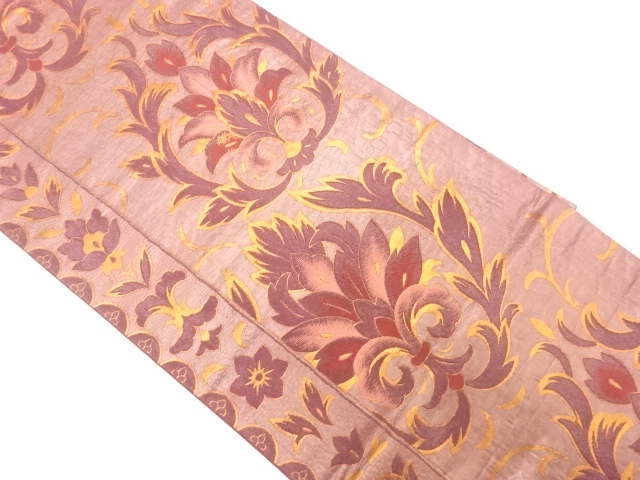 JAPANESE KIMONO / ANTIQUE FUKURO OBI / SILK / WOVEN CHINESE FLOWERS